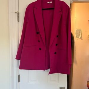 Bar III Vibrant Pink Double-Breasted Blazer